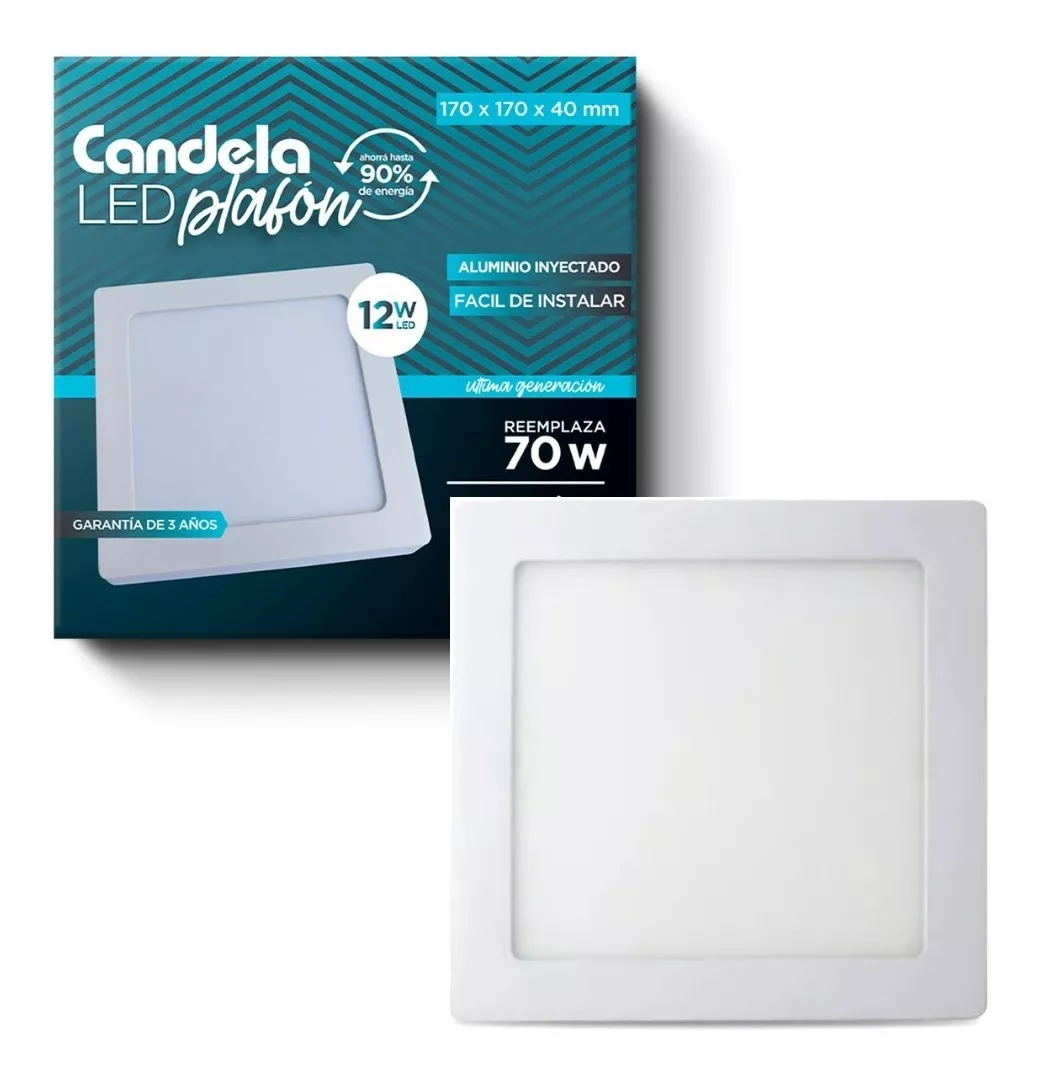 PLAFON LED 12W CUADRADO.C/BASE